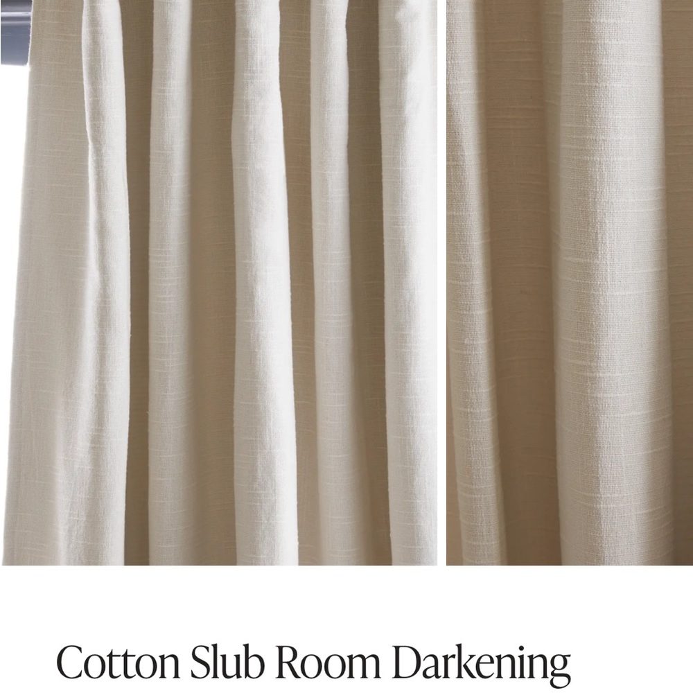 Quince Cream Cotton Slub Room Darkening Curtains